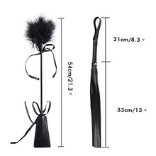 Load image into Gallery viewer, 2 Bondage Set Leather Whip Floggers Turkey Feather Tickler Leather Paddle Hand Slapper
