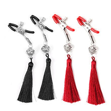 Load image into Gallery viewer, Small Bell Tassel Nipple Clamps Breast Clip Adult Sex Games Flirting Toys BDSM Goods Products Sexy Women Accessories for Sex(4PC)RED+Black
