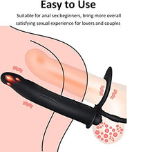 Load image into Gallery viewer, Silicone Strap On Penis Butt Plug, Double Penetration Dildo Vibrator with Cock Ring, Delay Ejaculation Anus Plug Massager Adult Erotic Anal Sex Toys for Male Man Women Couples Black
