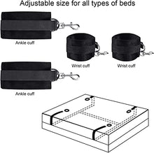 Load image into Gallery viewer, Sex BDSM Bondage Kit for Couples Sex Bed Straps Restraints Set with Fetish Comfy Ankle &amp; Wrist Cuffs Blindfold Tickler for Adults Sm Sex Play Games (Bed Restraints Set)
