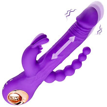 Load image into Gallery viewer, Thrusting Rabbit Vibrator G Spot Clitoral Anal Dildo Stimulator Adult Sex Toys with One Click Enhancement, 3 Powerful Thrusting Speeds &amp; 9 Vibrating Vagina Nipples Stimulation for Women (A-Purple)
