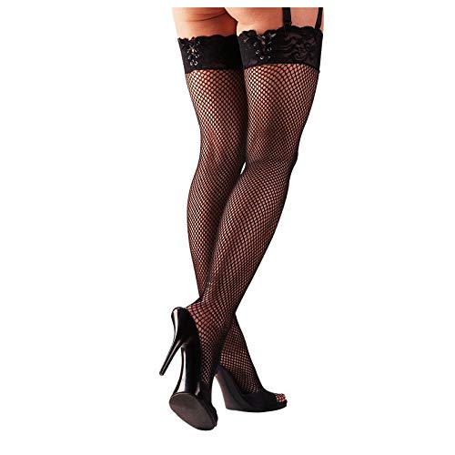 Cottelli Collection Mesh Thigh Highs, Black, Small/Medium, 68 Gram