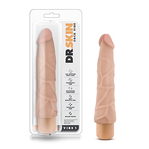 Blush Dr Skin Vibe 1 - Feels Real Realistic 9 Inch Long Vibrating Dildo - IPX7 Waterproof - Soft Body Safe Material Multi Speed Bendable Vibrator - Adult Sex Toy for Women Men Couples - Beige