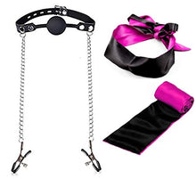 Load image into Gallery viewer, Fantasy Nipple Clamps Clips Metal Chain Body Harness Jewelry Nipple Toys with Neck Choker Collar Necklace and Love Flirting Flirt Whip with Sleep Mask Eye Mask Fancy Dress Up Accessory
