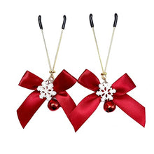 Load image into Gallery viewer, 1 Pair Cute Bow Nipple Clamps V Clips Women Girls, Decorative Nipple Clamps Sexual Pleasure Nipple Toys Sex Toys Non Piercing (Red)
