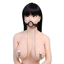 Load image into Gallery viewer, Adjustable Nipple Clamps with Gag Ring, Nipple Clips Clamps Body Harness Nipple Toys for Couple Flirting Non Piercing Nipple Clamps with Chain (Style A)
