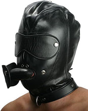 Load image into Gallery viewer, Real Leather Premium Locking Slave Head Hood Fetish BDSM Bondage Role Play Gay Interest (Medium, Black)

