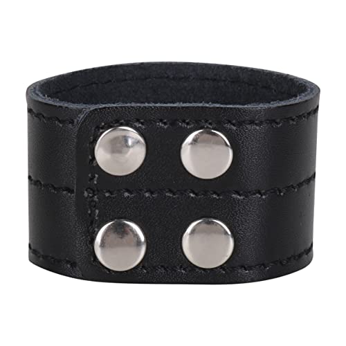 Linjinx Men's Leather Adjustable Cock Ring Delay Penis Rings Gay Balls Stretcher Bandage Strap Black A One Size