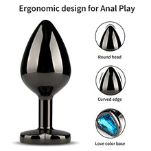 Load image into Gallery viewer, Hisionlee Anal Plug Sex Toys Set, 3PCS Metal Anal Butt Plug Adult Toy with Crystal Diamond Beginner Anal Toy for Male Adult Unisex (Blue)
