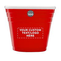 Custom Party Cup Shot Glasses 2 oz. Set of 100, Personalized Bulk Pack - Made with Hard Plastic, Great for Birthdays, Parties, Indoor & Outdoor Events - Red