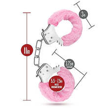 Load image into Gallery viewer, Temptasia by Blush - Pink Faux Fur Metal Hand Cuffs Realistic - Double Lock Adjustable Wrist Restraints with Keys and Safety Release - Heavy Duty Fantasy Bondage BDSM Kinky Couples Sex Toy
