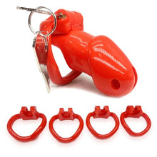 Load image into Gallery viewer, BOXIFA Male Chastity Device Cock Cage Sex Toys for Men Penis Belt Lock with 4 Penis Rings Lock Adult Games Red, 1 Count
