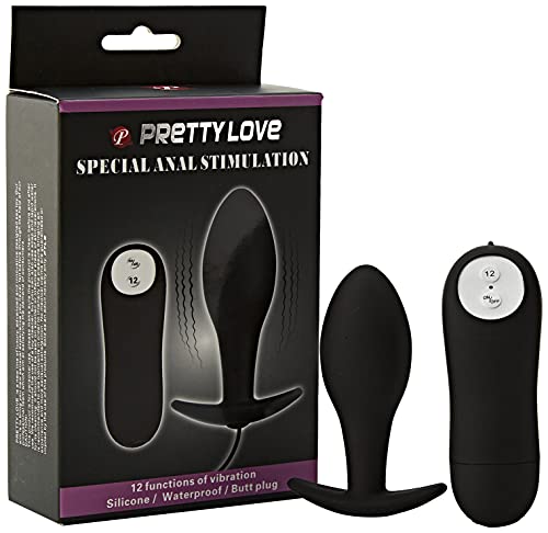 PRETTY LOVE PLUG ANAL SILICONA FORMA ANCLA 12 MODOS VIBRACION NEGRO