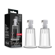 Load image into Gallery viewer, Blush Temptasia Nipple Pumping Cylinders - Set of 2 - 1 Inch Wide - Nterchange Compatible Replacement Upgrade for All Temptasia Nipple Pumps Sex Sexual Enhancing Toy for Women - Clear
