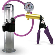 Load image into Gallery viewer, LeLuv Ultima Purple Premium Vibrating Penis Pump with Ergonomic Grips and Silicone Hose, Gauge | 12&quot; Length - 2.25&quot; Diameter Wide Flange Cylinder
