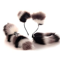 Oligage Novelty Fox Tail Plug Rainbow Set Removable Anal Plug Butt Plug Cosplay Adult (Color : Raccoon Set S Plug)