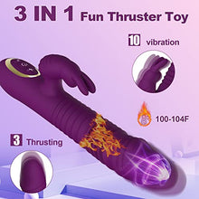 Load image into Gallery viewer, Thrusting Rabbit Vibrator for Women, TYFURENA G Spot Rotating Dildo Vibrator with 6 Thrust Action 10 Vibration, Heating Stimulator for Clitoral Anal Play, Rechargeable Silicone Adult Sex Toy
