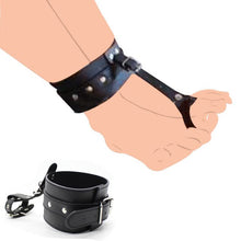 Load image into Gallery viewer, PU Leather Hand Wrist to Thumbs Cuffs Bondage Belts Cosplay BDSM Ankle Wrist Hogtie Strap with Toes Restraints Sex Toys (Ankle Cuff)
