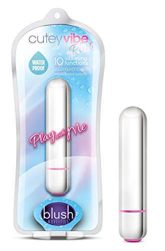 Blush Play with Me Cutey Vibe Plus - 10 Vibrating Functions Mini Bullet Vibrator - Travel Size - Discreet Pocket Stimulator - Waterproof - Sex Toy for Women - Sex Toy for Couples - Silver