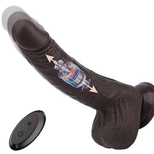 8.5 Inch Thrusting Realistic Dildo for Women with 3 Telescopic Speeds 9 Vibration Modes Independently Remote Control, Vibrator for G Spot Clitoral Anal Stimulation Huge Penis Adult Sex Toy (Black)