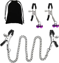 Load image into Gallery viewer, Malipa Adjustable Metal Nipple Clamps 33993 Necklace Entertainment Chain Clip for Women/Man Non-Piercing Nipplerings Clip On Nipple Rings Decorative Clip for Clothing Accessories- (Large), Black
