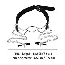 Load image into Gallery viewer, Piercing Rings M Neck on Mouth Gothic Choker Punk Neckband Leash Steel Chain Playing Clamps Belt Clamp BDSM with Dangle Game Metal Sm Adults Black Plug Lovers
