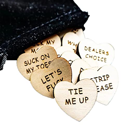 plmk 40Pcs Date Night Activity Tokens,Valentines Ideas Gifts for Couples, Funny Wooden Valentine Ornaments,Romantic Funny Sex Token Gift (Heart)