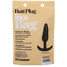 Load image into Gallery viewer, Doc Johnson Butt Plug in A Bag - 3 inch - Body-Safe Silicone, Total Length: 3.25 in. (8.3 cm), Insertable Length: 3 in. (7.6 cm), Width/Diameter: 0.75 in. (1.9 cm), Black
