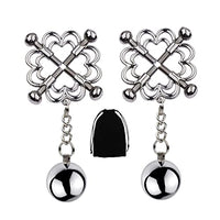 1 Pair Stainless Steel Nipple Clamps, Adjustable Nipple Clamps with Weight Ball, Non-Piercing Nipple Rings, Breast Clips Nipple Jewelry for Women Men Pleasure Sex (F)