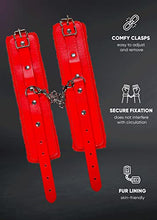 Load image into Gallery viewer, Red Fluffy Handcuffs Sex Adults - Red Sex Handcuffs Fluffy - Adjustable BDSM Fluffy Handcuffs - Fluffy Wrist Handcuffs
