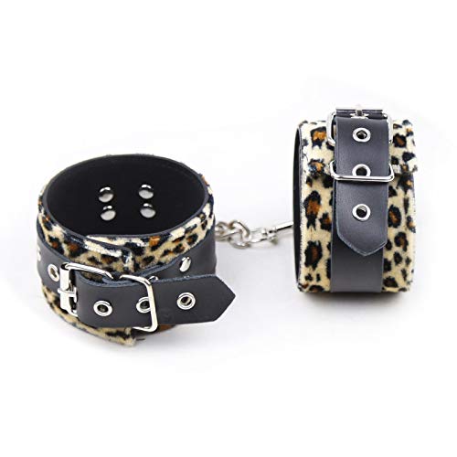 Ruiyang Soft Leopard Leather Handcuff for Legcuffs Role Play Exercise Bands