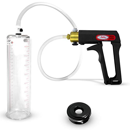 LeLuv Maxi Black Penis Pump for Men Bundle with Soft Black TPR Seal 9 inch Length x 2.25 inch Cylinder Diameter