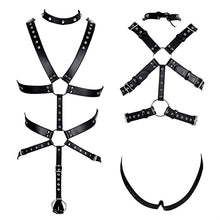 Load image into Gallery viewer, CAOMIAN Men Black Sexy Leather Vest Bondage Lingerie Gay Harness Adjustable Body Chest Harness Full Body BDSM Strap Belt Restraint Kit (Color : MH-003-Black)
