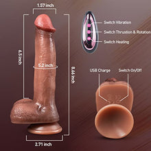 Load image into Gallery viewer, Thrusting Dildo Vibrator Sex Toy - 8.7&quot; Realistic Vibrating Dildo with Heating, Thrusting &amp; Rotating, G Spot Stimulator Silicone Dildos for Anal Vaginal, Thick Dildo Penis with Strong Suction Cup
