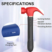 Load image into Gallery viewer, Hammer G Spot Clit Sucking Vibrator Adult Sex Toys for Woman,Pulsating Anal Dildo Vibrators Waterproof Nipple Vagina Prostate Massagers Rechargable Thrusting Clit Stimulation for Couples (Black red)
