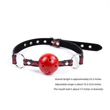 Load image into Gallery viewer, Adjustable red and Black Shiny Leather Hollow Toy Ball with Perforated Mouth (red)
