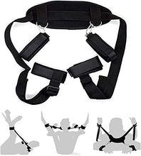 Load image into Gallery viewer, Sex Restraintants Set for Couple Adjustable Sexy Straps Restraints Bondaged Kit Wrist and Ankle Cuff Position Assistance Sex Bondaged Arm and Leg Tied Up Chain with Handcuff, Black-c
