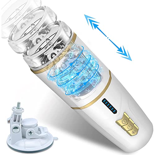 CRYPAP Electric Masturbating for Men, Automatic Masturbator, Hands-Free Cup with 7 Telescopic and Rotation Modes, Stimulator, Massage Function, Sex Toy