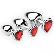 Load image into Gallery viewer, Sam&#39;s Secret Euphoria Frisky Chrome Hearts 3 Piece Anal Plugs with Gem Accents
