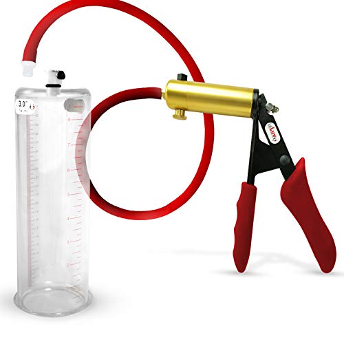 LeLuv Penis Vacuum Pump Ultima Handle Red Premium Ergonomic Grips & Uncollapsable Slippery Hose | 9