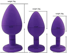 Load image into Gallery viewer, Sex Toys Anal Plug Trainer Kit,3PCS Silicone Jeweled Butt Plugs, Anal Butt Plug Sex Toys Kit for Starter Beginner Men Women Couples (Purple)
