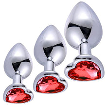 Load image into Gallery viewer, Butt Toys Anales Training Sets Stainless Steel Expanding Anales Plug Sex Toys Trainer Set Heart Shape for Men Women Training Kit 3PCS, Heart Red
