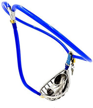 Load image into Gallery viewer, MMWMJWMB Male Stainless Steel with Cage Invisible Chastity Belt Device Underwear Fetish Panties Adjustable Chastity Device with Anal Plug Bondage Fetish Adults Sex Toy-waist/90cm~100cm,Blue+Plug
