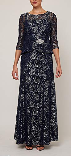 Le Bos Women's Ball Gown, Navy/Silver, 10