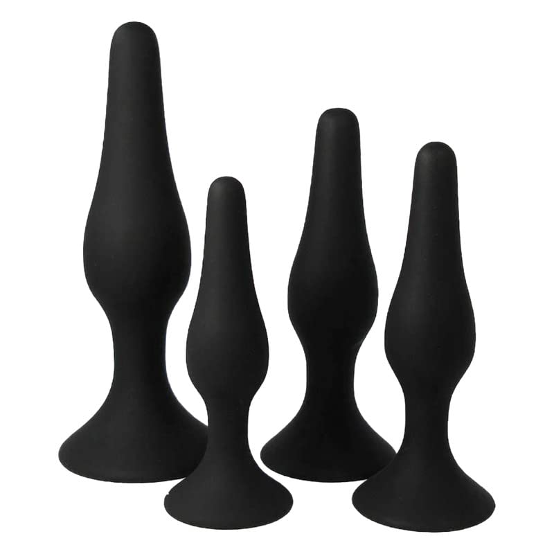 Black Silicone Watertight Male Exercise Plug Plugs (4 PCS) That Used for Women and Men