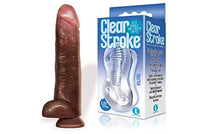 Sexy, Kinky Gift Set Bundle of Blackout 13 Inch Realistic Cock Dildo Brown and Icon Brands Clear Stroke - Twister, Masturbator