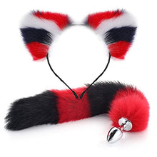 Load image into Gallery viewer, LSCZSLYH Fox Tail Anal Plug Cat Rabbit Ears Headbands Set Feather Anals Plug Anus Stimulate Adult Erotic Accessories (Color : Pink White Set)
