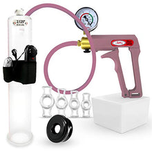 Load image into Gallery viewer, LeLuv Vibrating Premium Penis Pump Uncollapsable Silicone Hose Maxi Purple Plus Vacuum Gauge Bundle with Soft Black TPR Seal &amp; 4 Sizes of Constriction Rings 12 inch x 2.125 inch Cylinder
