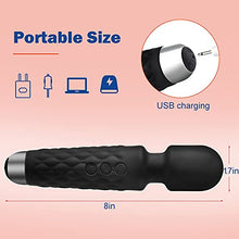 Load image into Gallery viewer, Powerful Personal Wand Massager with 8 Speeds 20 Patterns &amp; Flexible Neck, Cordless Handheld Waterproof Magic Massager for Neck Shoulder Body Back Relieves Muscle Tension at Home or in Trip.
