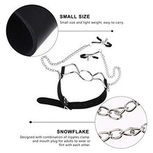 Load image into Gallery viewer, Piercing Rings M Neck on Mouth Gothic Choker Punk Neckband Leash Steel Chain Playing Clamps Belt Clamp BDSM with Dangle Game Metal Sm Adults Black Plug Lovers
